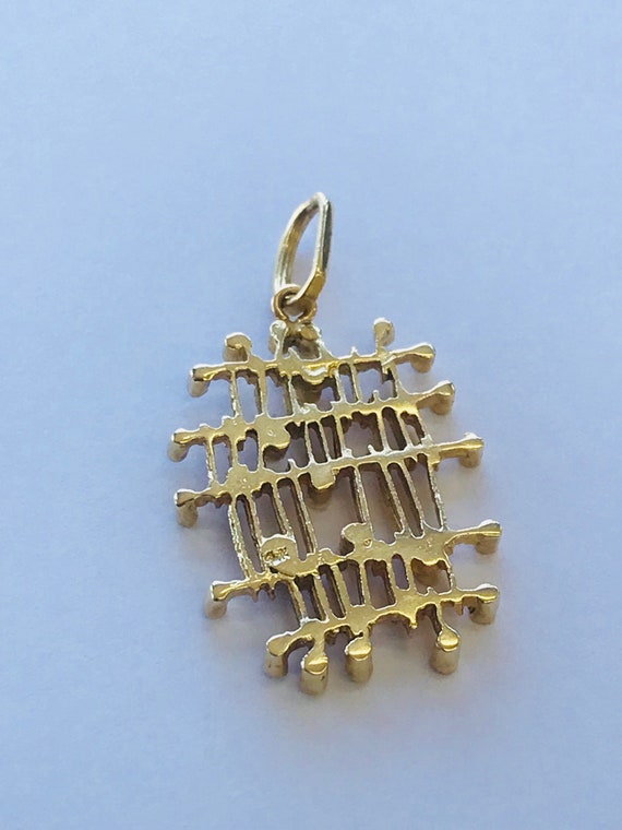 14K Yellow Gold Abstract Unisex Pendant *VINTAGE* - image 8