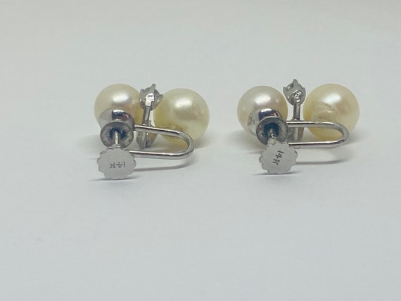 14K White Gold + Pearl + Diamond Clip-On (Non-Pie… - image 4