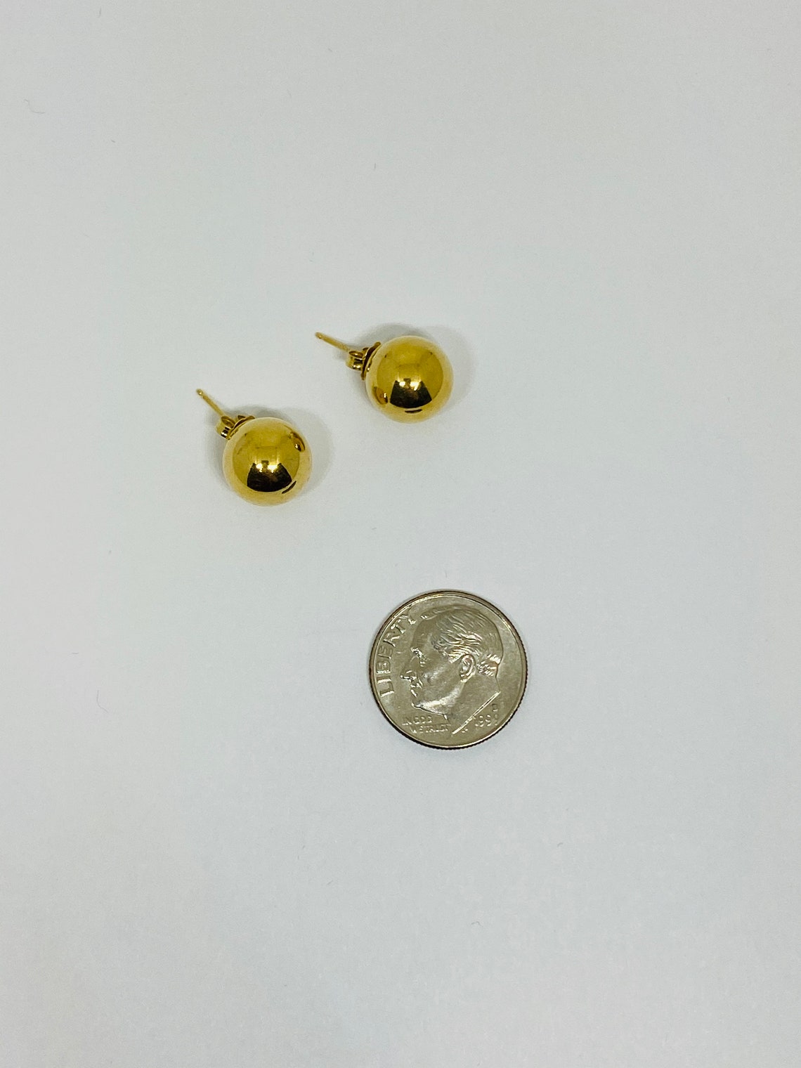 14K Yellow Gold Round Round/ball/sphere Stud Earrings Etsy UK