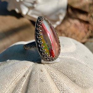 925 Sterling Silver Surfstone Surfite Ring Sz 6.5 ADOR
