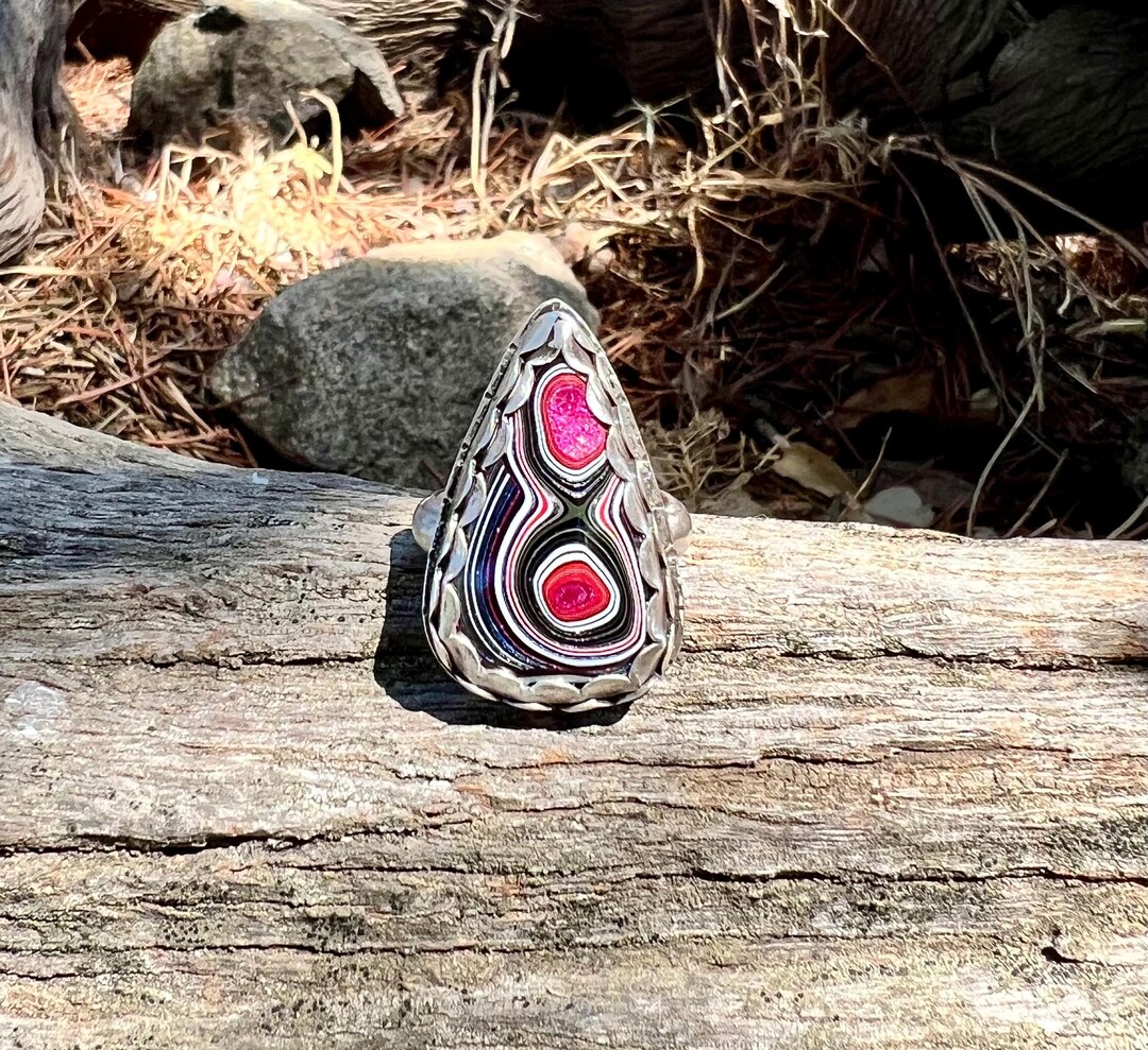 925 Sterling Silver Jeep Wrangler Tuscadero Pink Pear Shape Fordite ...
