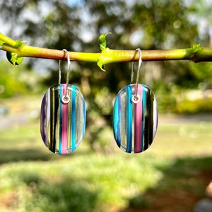 925 Sterling Silver Surfite  Surfstone Barbie Hot Pink Oval Drop Everyday Statement Earrings 9231