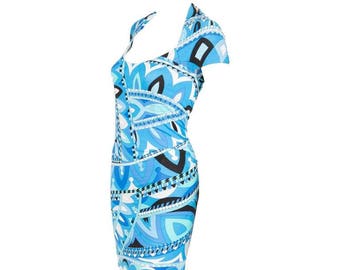 Emilio Pucci Blue Turquoise Graphic Dress