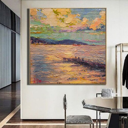 Beach Art Abstract Wall Art Oil Painting Large Abstract Etsy