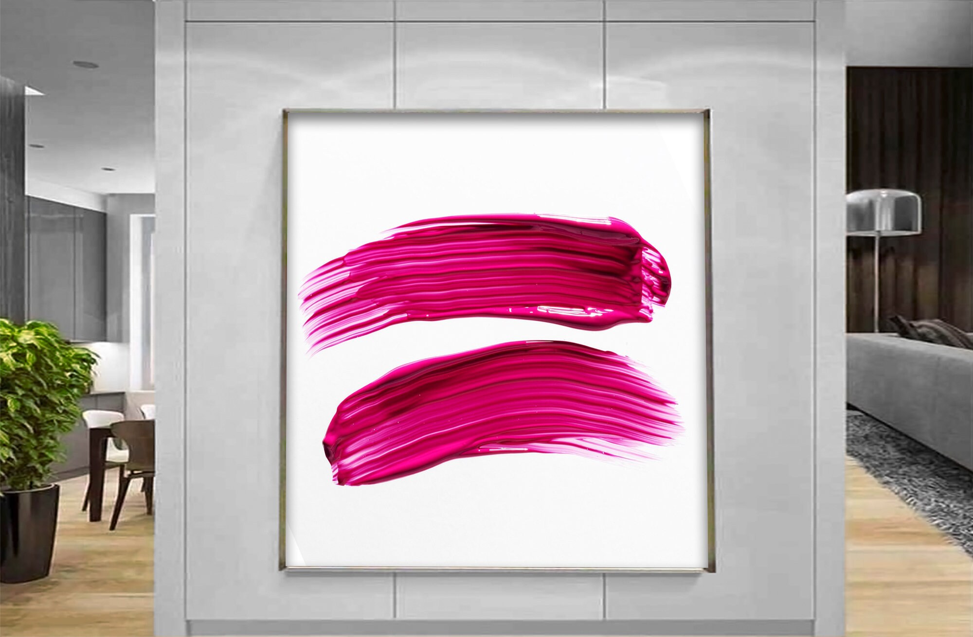 Two Original Painting Abstract Canvas Pink Wall Decor Etsy