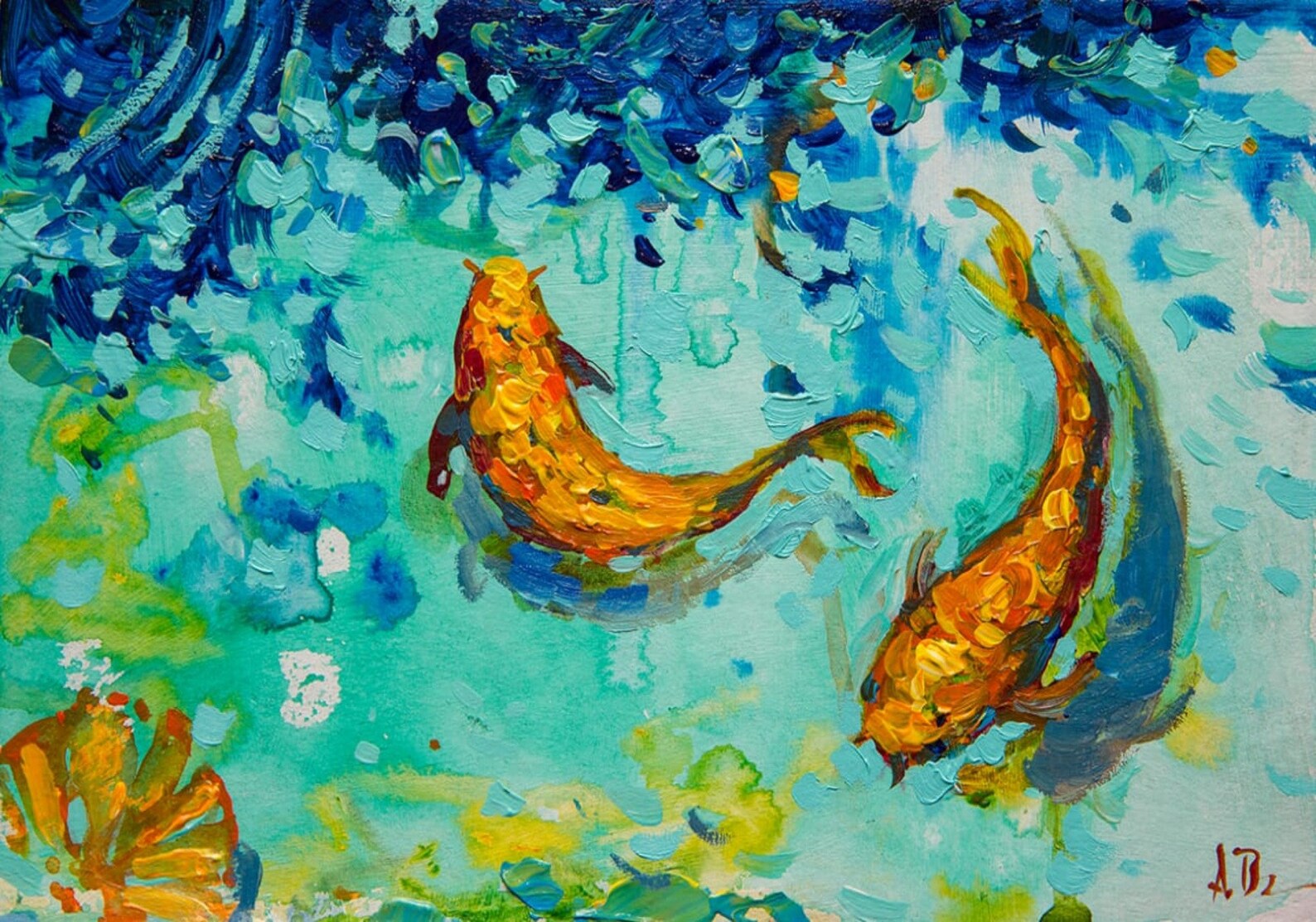 Goldfish Colorful Painting Colourful Abstract Large Fish wall Etsy