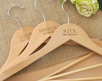 Personalized Wedding Hanger: Engraved Wood Hanger with Pants Rack