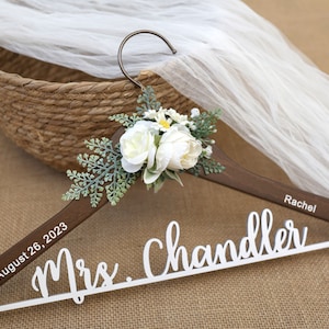Personalized Solid Wood Wedding Hanger: Bridal Shower Gift