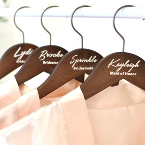 wedding hangers, personalized bridesmaid hangers, wedding name hangers, wooden carved hangers, bridal hangers, bridesmaid gifts