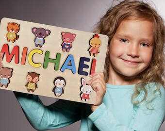 Children&#39;s Wooden Puzzle, Baby Early Education Name Puzzle, Montessori Early Education Puzzle, Customized Baby Name Gift