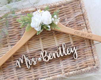 Personalized Wedding Hanger: Bridal Shower Gift, Bridesmaids Hangers, Bridal Hanger, Custom Name & Date
