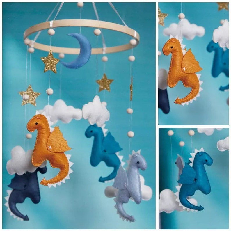 Nursery Mobile Baby Mobile Crib Mobile Nursery Decor Dinosaur Mobile Felt Mobile