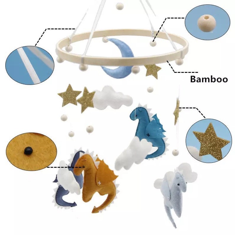 Nursery Mobile Baby Mobile Crib Mobile Nursery Decor Dinosaur Mobile Felt Mobile