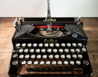 working typewriter Erika 5 in black from 1937 for mother's day and as birthday and wedding gift