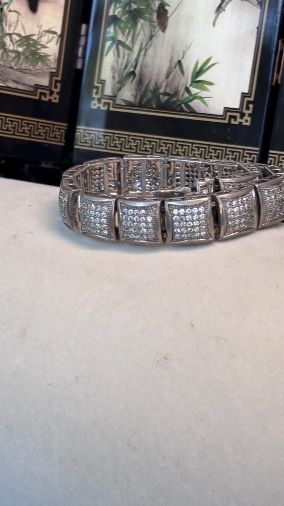 Huge, large heavyweight, solid sterling silver CZ… - image 2