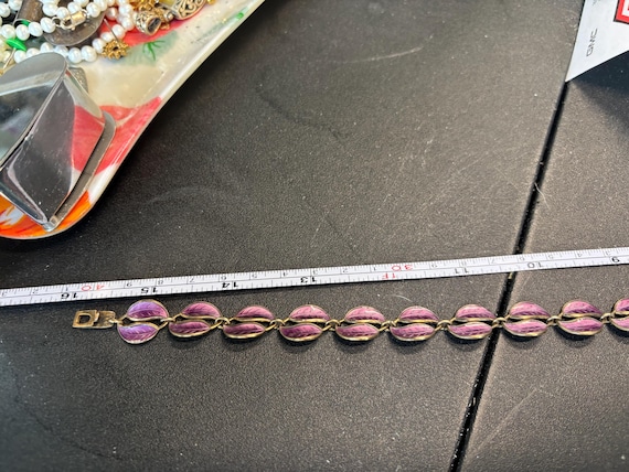 David Andersen purple Enamel & Silver Leaf Neckla… - image 7