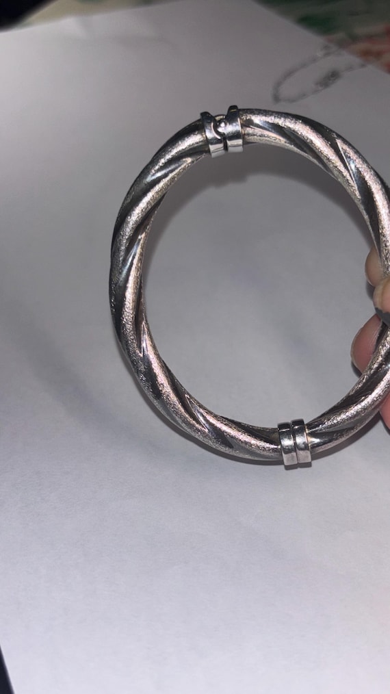Large hinged sterling silver bangle bracelet - image 3