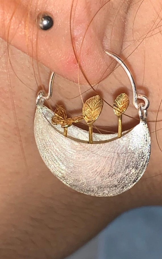 Very unique solid sterling silver basket with gol… - image 5