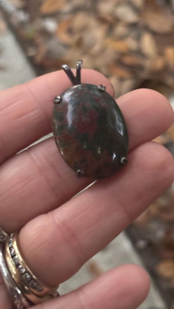 Really nice, large sterling silver bloodstone pen… - image 3