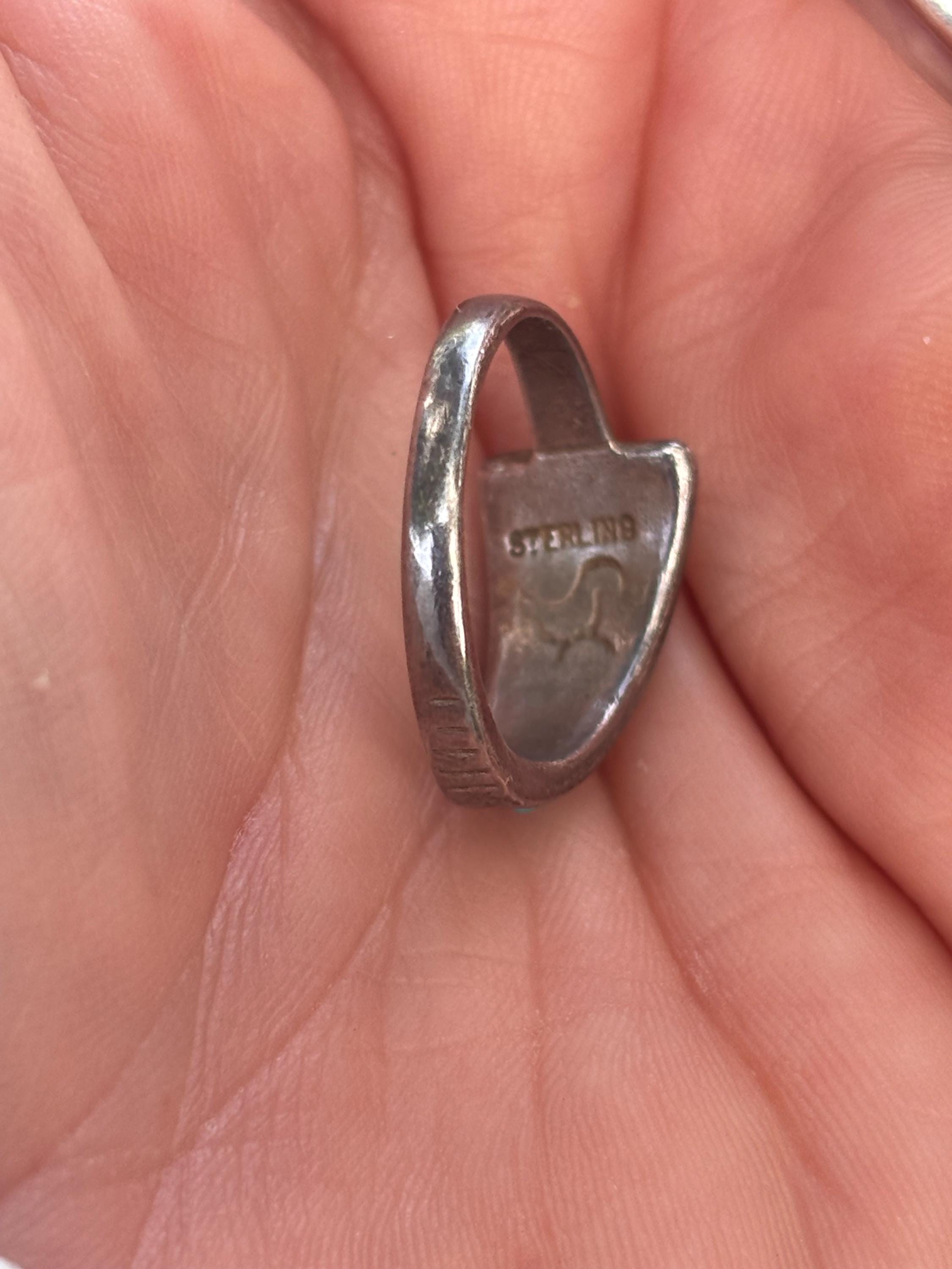 Beautiful Native American Sterling Silver Gemstone in Laid Ring Size 6 ...