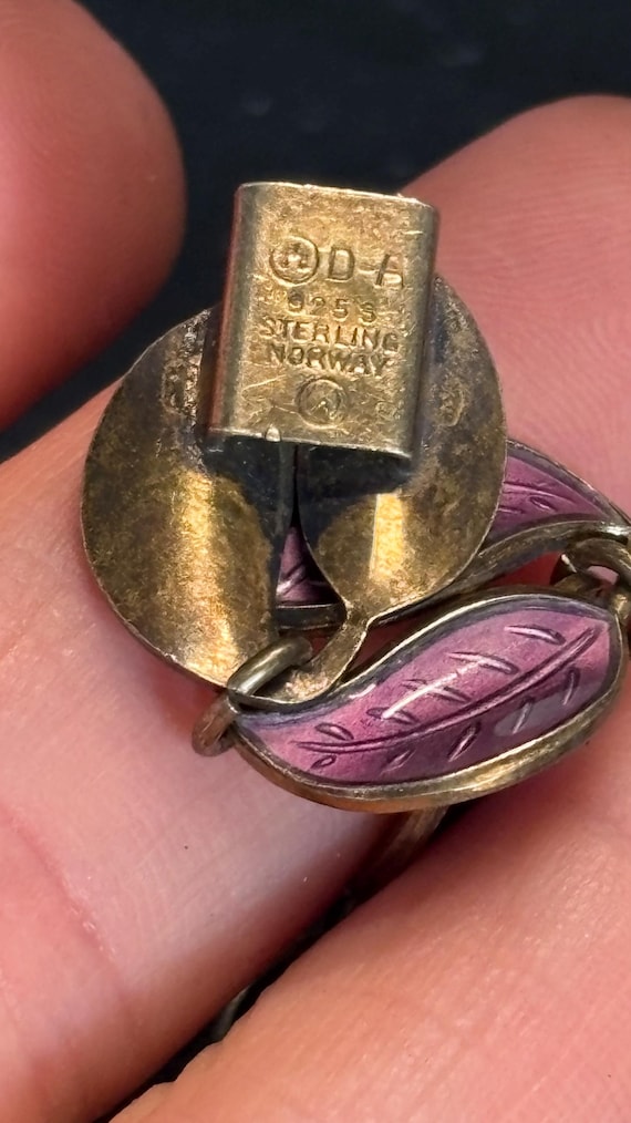 David Andersen purple Enamel & Silver Leaf Neckla… - image 6