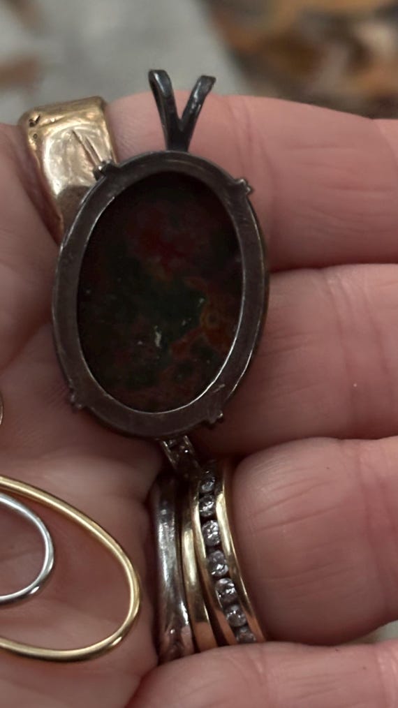 Really nice, large sterling silver bloodstone pen… - image 5