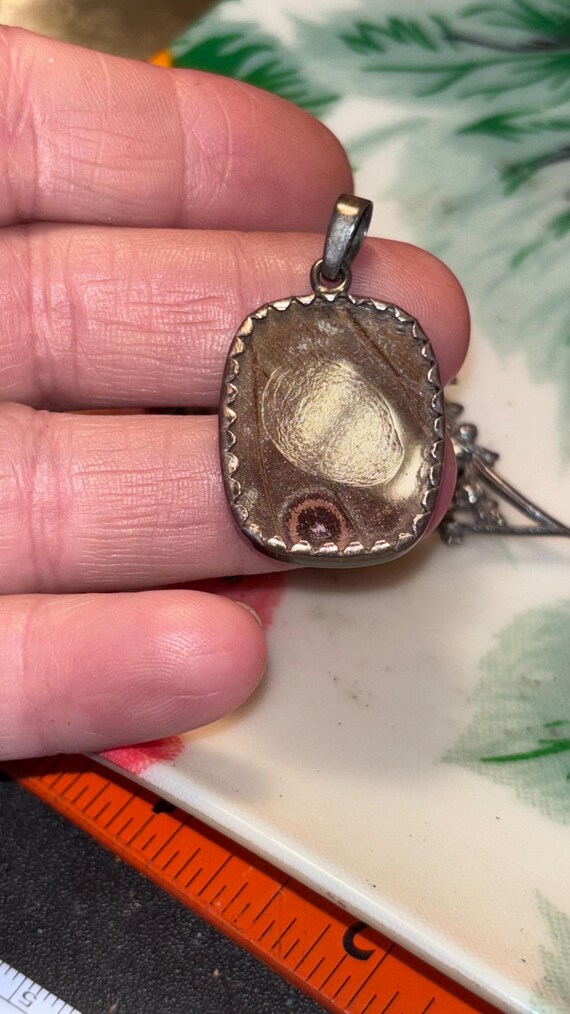 Sterling silver rectangle blue Morpho Butterfly w… - image 5