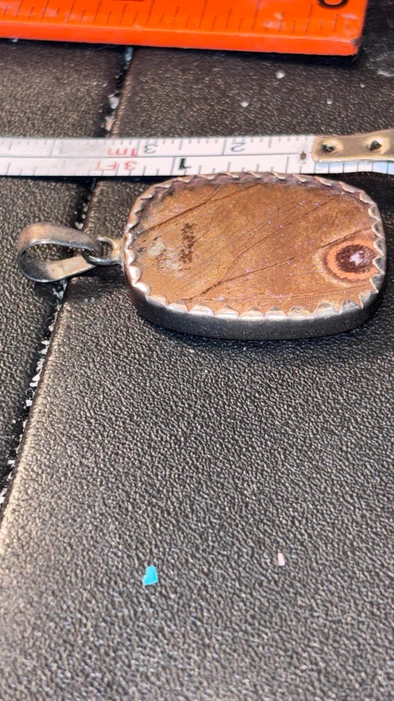 Sterling silver rectangle blue Morpho Butterfly w… - image 4