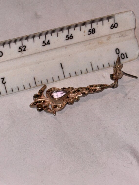 Sterling silver light, amethyst dangle earrings - image 3