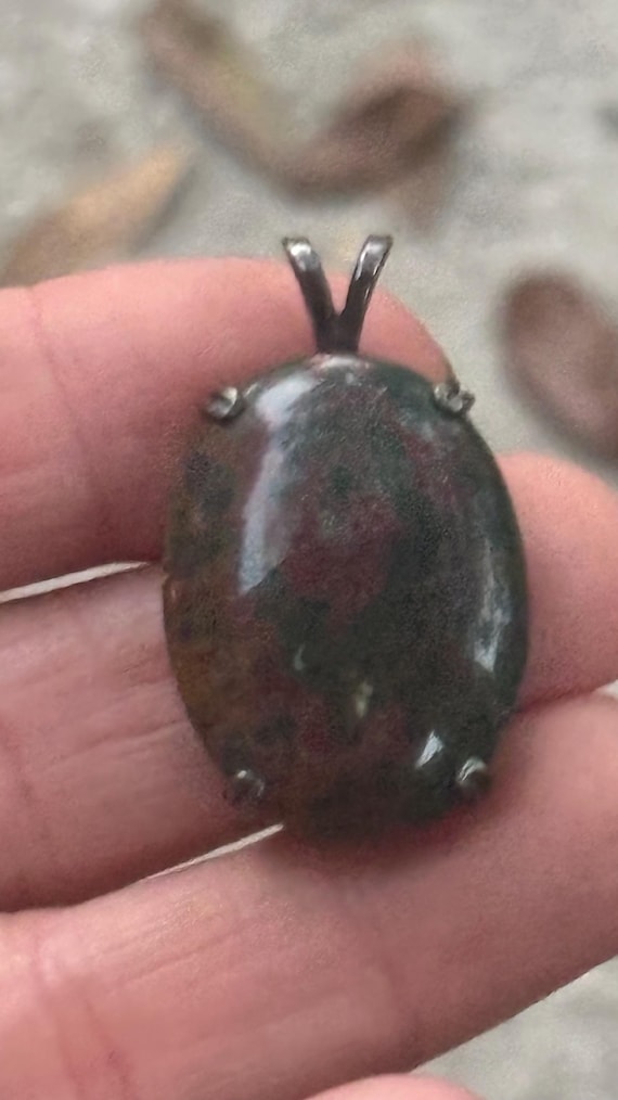 Really nice, large sterling silver bloodstone pen… - image 1