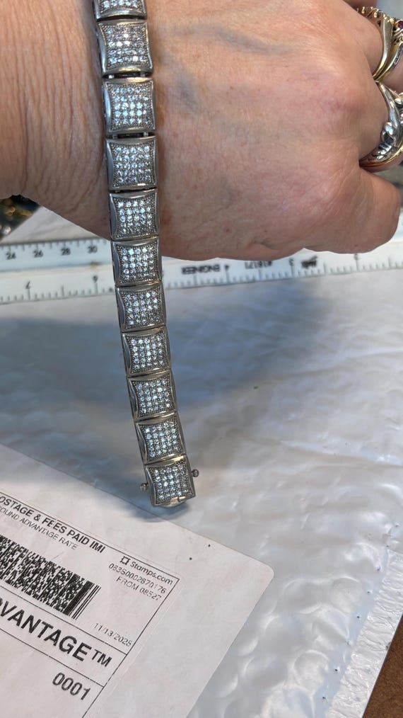 Huge, large heavyweight, solid sterling silver CZ… - image 5