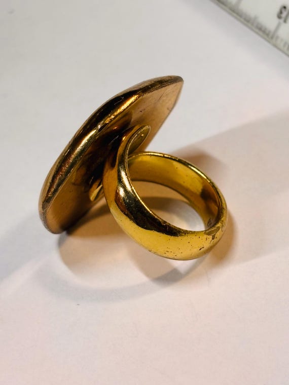 Charles Albert Solid Sand Dollar Adjustable Ring - image 3