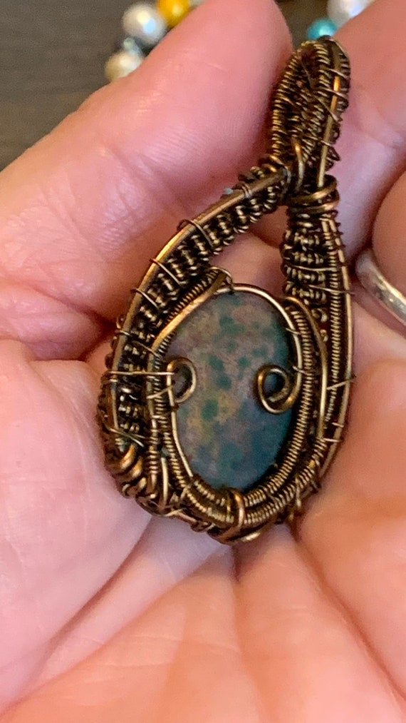 Amazing copper wire, wrapped Gemstone pendant - image 3