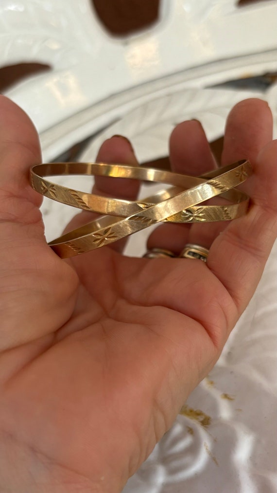 14 karat yellow gold bangle bracelets