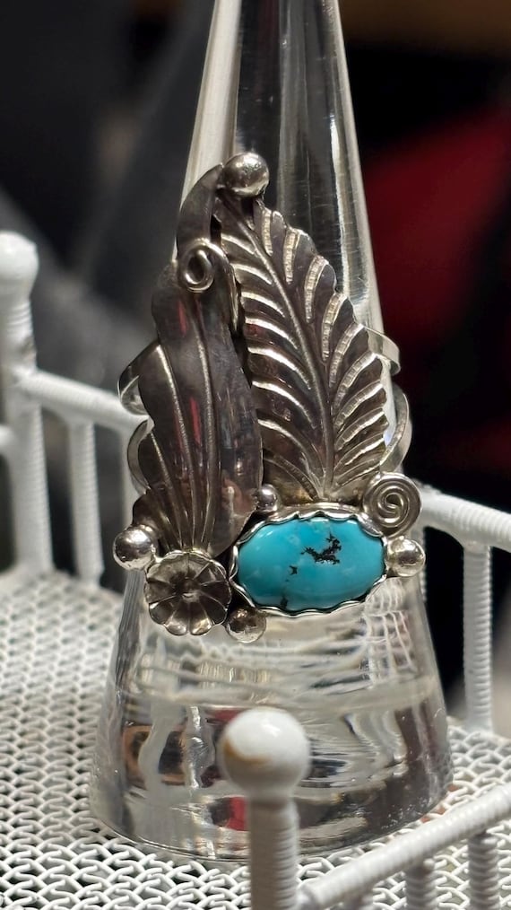 Native American Navajo, feather turquoise ring