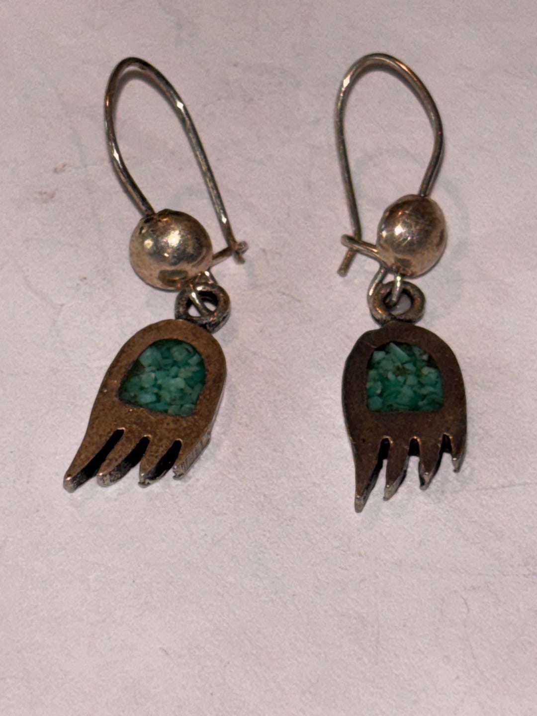 Sterling Silver Bear Claw Earrings Dangle Turquoise - Etsy