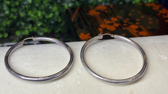 Large 925 Sterling silver hoop earrings