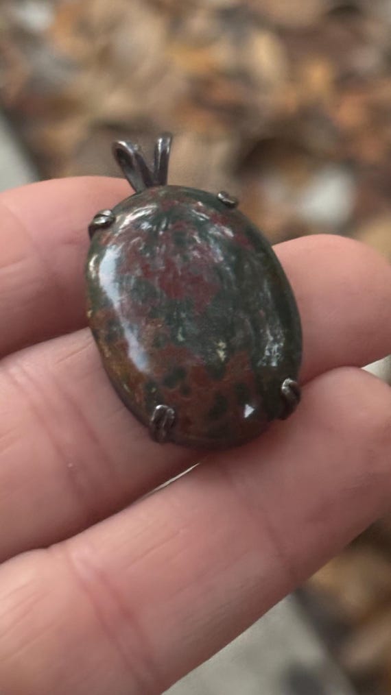 Really nice, large sterling silver bloodstone pen… - image 4