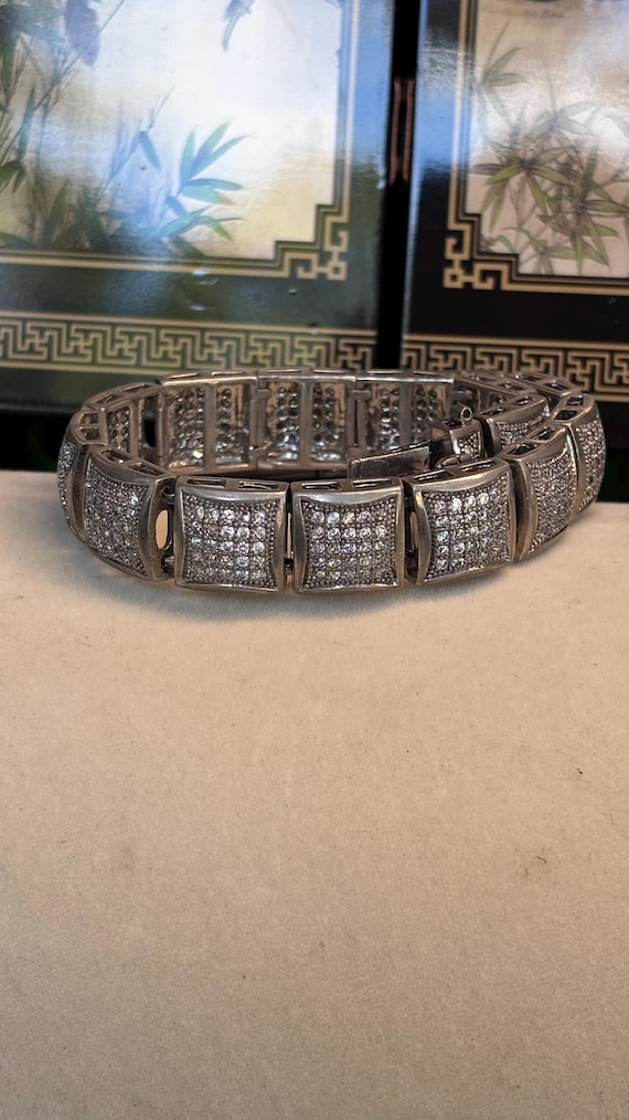 Huge, large heavyweight, solid sterling silver CZ… - image 1