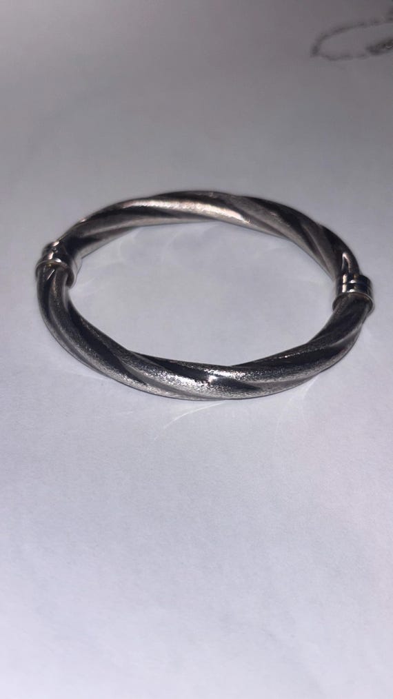 Large hinged sterling silver bangle bracelet - image 2