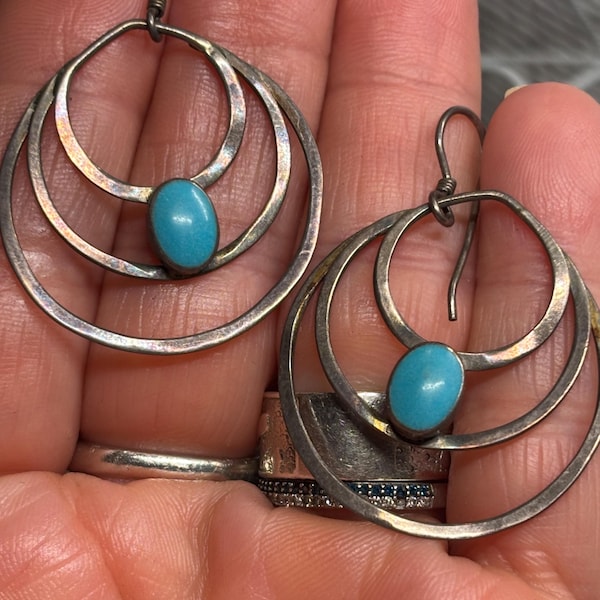 925 Sterling silver turquoise dangle earrings