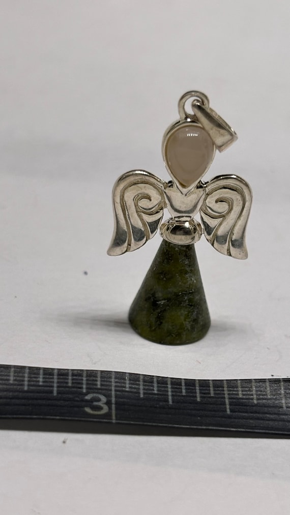 Sterling Irish Connemara marble angel pendant