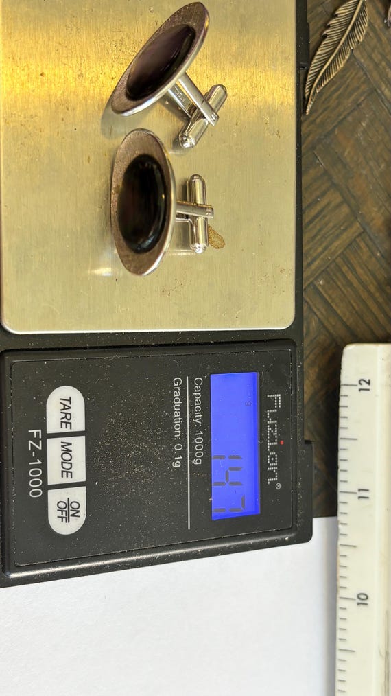 Solid sterling silver cat eye cufflinks - image 5