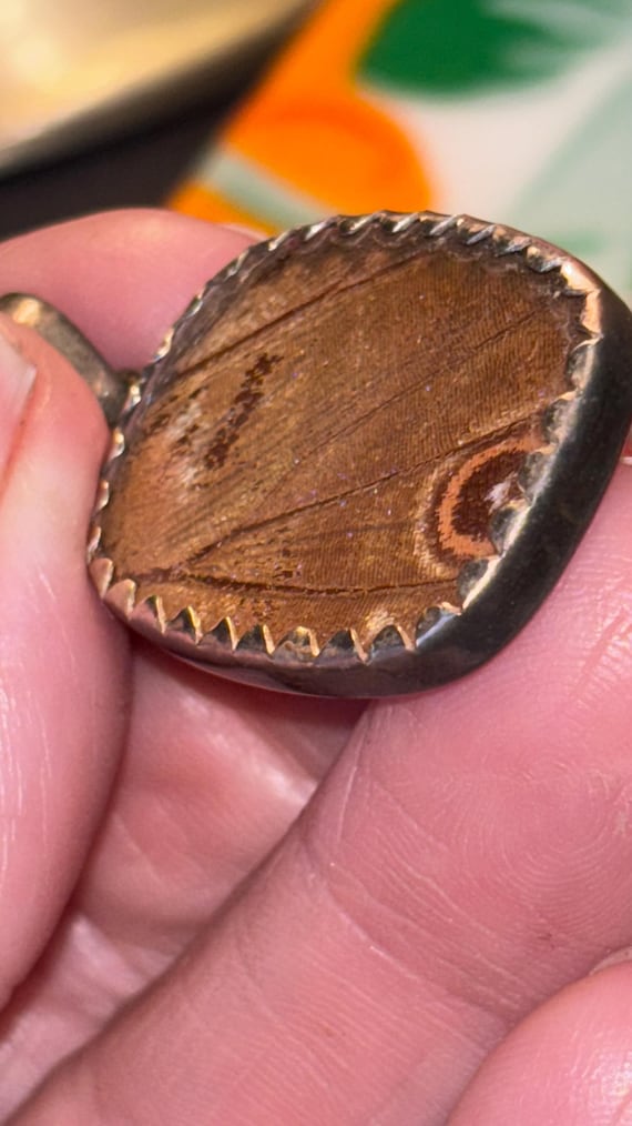 Sterling silver rectangle blue Morpho Butterfly w… - image 3