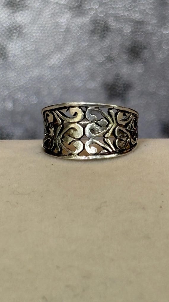 Sterling silver designed ring size 6 - image 1