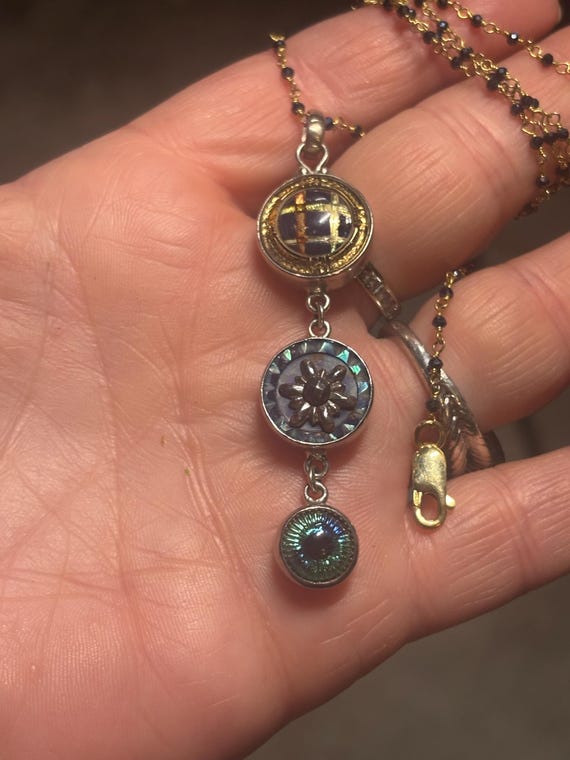 Victorian 3 Button Drop Set in Sterling Silver Ne… - image 4