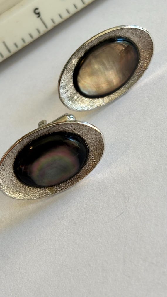 Solid sterling silver cat eye cufflinks - image 2