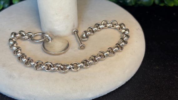 Solid sterling silver roll Link bracelet - image 2