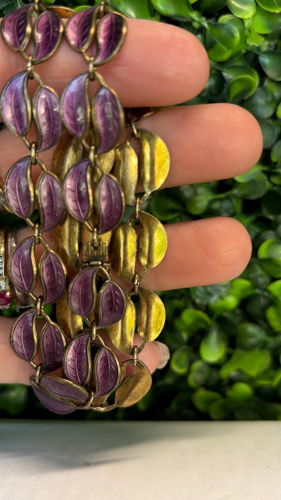 David Andersen purple Enamel & Silver Leaf Neckla… - image 4