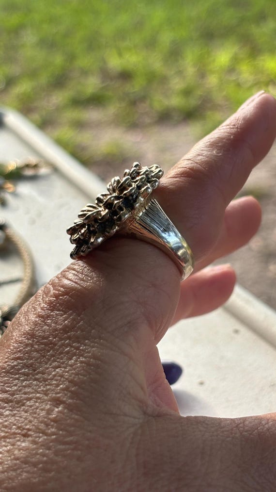 A huge solid sterling silver sunflower statement,… - image 5